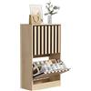 UEV Scarpiera Ingresso 2 Cassetti Strisce a Legno 52x24x86,5cm, Avorio+Nero