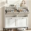 Blishom Scarpiera Salvaspazio,Portascarpe 4 Ante Bianco 108x43.5x23.5cm