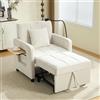 NuvlaGu Poltrona letto 2 in 1, divano letto singolo con schienale regolabile, poltrona in ciniglia con tavolo laterale, tasche e cuscini, poltrona salvaspazio per soggiorno, camera degli ospiti