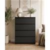 Ginhow Cassettiera nera con 4 cassetti, 60 x 40 x 98 cm