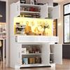BNUZ Armadio alto da cucina, 40 x 108 x 180 cm, bianco credenza, con ripiani regolabili, spazio di archiviazione con piano di lavoro per cucina, sala da pranzo