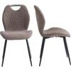 JZGORC Set di 2 Sedie Sala da Pranzo,Sedia da Soggiorno, Schienale in Tessuto e Gambe in Metallo, Sedie da Cucina, Sedia imbottita,Ideale per Sale da Pranzo, Cucine e Soggiorni, Marrón