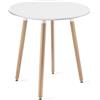 NMK HOME Tavolo Polifunzionale MDF Bianco 60 cm | MDF opaco, cucina e soggiorno, retrò, montaggio facile, legno faggio, resistente