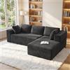 Xbro Divano 3 Posti Angolare a L con Chaise Longue Sinistra, Divano Modulare in Velluto a Coste con 5 Cuscini, 4 Tasche Laterali, Senza Montaggio, per Soggiorno, Appartamento e Casa, 250 × 160 × 62 cm