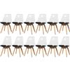 BenyLed Set di 12 Sedie da Pranzo in Stile Scandinavo Design Retrò Sedie Laterali in Acrilico Trasparente Sedia in Cristallo con Cuscino in PU (Nero)