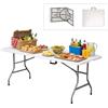 MA MAISON Tavolo Rettangolare Pieghevole a Valigetta e Maniglia - Tavolino per Buffet, Giardino, Cmpeggio, Feste, Catering, Bar, Mercato-Camping Salvaspazio Bianco 181x74x74h cm (1, Tavolo Pieghevole)