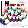 Gohytal Set di colori in porcellana, 24 pezzi, 25 ml, colori in ceramica per bruciare, per vetro e porcellana, lavabile in lavastoviglie, colore ceramica con penna a pennello e pallet, impermeabile
