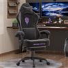 Verdego Sedia Gaming con Cuscino Massaggio Lombare & Poggiapiedi Estraibile, Poltrona Gaming Ergonomica Schienale Reclinabile 90°-125°, Tessuto in velluto, Regolabile in Altezza (Nero)