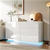 KSFASHZ Mobile Buffet Salone Moderno LED, Mobile TV LED, Buffet Basso Sala da Pranzo Moderna con 2 Ante e 3 Cassetti, Buffet LED TV, Buffet Moderno Vetrina, Sala da Pranzo, Buffet Vetrina LED, 160×35×