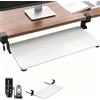 sofymoor Porta Tastiera Estraibile,Vassoio per Computer Scorrevole,con Morsetto a c per l'Installazione,65 Cm (77Cm Compreso Il Morsetto) × 25 Cm,Dimensione Grande Regolabile (Bianco, 65 * 25CM)