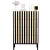 UEV Cassettiera a 4 Cassetti con Strisce a Legno, 60x34,5x92cm, Avorio+Nero | Comò Camera da Letto in Legno, Settimino Salvaspazio per Soggiorno, Cassettiere Stabili con 4 Gambe in Metallo