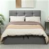 HOMCOM Letto Imbottito Contenitore 140x190cm Matrimoniale 500kg Grigio