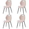 JZGORC Set di 4 Sedie Sala da Pranzo,Sedia da Soggiorno, Schienale in Tessuto e Gambe in Metallo, Sedie da Cucina, Sedia imbottita,Ideale per Sale da Pranzo, Cucine e Soggiorni, Beige