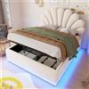 Lekvvied letto matrimoniale con contenitore idraulico,LED,140x200cm,beige