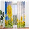 Hiseng 2 Pezzi Tende Voile Trasparente Interni Decorativi Girasole Giallo Sheer Tenda per Camera da Letto Finestre Porta Cucina Soggiorno, Semi Trasparente Tende (80x115cm,Luce Sole)