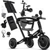 KIDIZ® 6in1 Balance Bike - Triciclo, Triciclo per Bambini, da 1 a 5 anni, capacità di carico fino a 25 kg, incl. Manubrio/Barra di sicurezza/Cintura di sicurezza/Campana e Specchio, Schwarz/Anthrazit