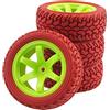 KEEDA 4 pneumatici in gomma da 75 mm e ruote in plastica, pneumatici RC e 6 raggi Rader cerchioni per 1/10 RC su strada auto 1/16 RC Rally Auto HSP 94123 HPI Kyosho Tamiya (rosso)