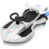 LALAHO Auto elettrica per bambini, 2 in 1, con pedale, luci LED, sterzo a 360°, 2 velocità, ruote luminose, per bambini dai 3 anni in su (bianco-nero1)
