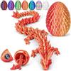 Merrwon Drago stampato 3D in Egg, drago stampato in 3D, giocattolo realistico con drago mobile, figure di drago, ornamento per auto, uffici, case e acquari