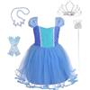Lito Angels Children's Apparel Lito Angels Vestito Costume Principessa Blu con Accessori per Bambina, Abito Casual Estivo Gonna in Tulle, Taglia 3-4 Anni, Blu 107