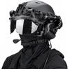 cuguoe Set casco tattico da equitazione all'aperto con visiera e cuffia | Casco in ABS resistente, visiera antiriflesso, cuffia di comunicazione, supporto for luce e maschera facciale traspirante