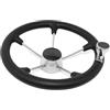 KQFCAZRE Volante Barca Professionale Antiscivolo Acciaio Inox Sterzo Marinaresca Solido Presa Ergonomica Direzione Stabile Adatto a Yacht Pescare, 35 Cm con Maniglia