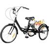 DSYOGX Bicicletta da 20 pollici, 3 ruote, a 8 marce, per adulti, con cestino per la spesa, per uomini, donne, anziani e adulti, fino a 110 kg