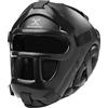 MAXSTRENGTH Boxe Head Guard MMA Arti Marziali Fighting Head Gear Casco regolabile chiusura mento strap Thai Kick Boxing Viso Guancia Protector Senior
