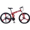 Generic Bicicletta da montagna pieghevole a 21 velocità, 24 26, doppia sospensione, telaio in acciaio ad alto tenore di carbonio per adulti, uomini, donne e ragazzi.