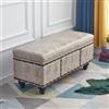 Shally Dogan Cassapanca contenitore da interno con Seduta Imbottita, Rivestimento in Finta Pelle Nabuk, Pouf Poggiapiedi per Camera da Letto, Salotto, Panca Sgabello 80x40x43cm (Khaki)