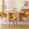 MEUBLE COSY Set di 4 Sedie da Pranzo Poltrona in Velluto a Coste Giallo | Con Schienale e Braccioli, Gambe in metallo, Seduta Imbottita di 7 cm, per Sala da Pranzo, Cucina, Fino a 120 kg