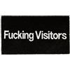 Fisura - Zerbino ingresso casa "F*cking visitors" in cocco con base antiscivolo in PVC, tappeto nero da interno dipinto a mano, 70 x 40 cm, zerbino divertente per ingresso casa