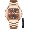 OLEVS Orologio ottagonale da uomo con quadrante testurizzato luminoso Day-Date e data, impermeabile in acciaio inossidabile elegante orologi da uomo per hombres argento/nero/verde/blu/oro rosa
