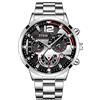 JewelryWe Orologio da uomo, quadrante decorativo a 3 occhi, orologio analogico al quarzo, lancette luminose, cinturino rimovibile, strumento di rimozione dell'orologio incluso, nero, argento, oro