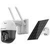 ISNATCH HeyCam Free+ Telecamera Wi-Fi Esterno Motorizzata a Batteria con Pannello Solare, PTZ 1080p, Audio Bidirezionale, Visione Notturna