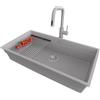 PRIMAGRAN Lavandino sottotop al Mobile 90cm + Rubinetto, 86x47cm | Set: Rubinetto BW9070 + Kit di scarico + Scolapasta avvolgibile + Lavello in Granito a 1 Vasca - Prague 90 Level, Grigio