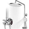 Wiorhix Colonna Doccia con Miscelatore, Soffione Doccia a Pioggia, Doccetta | Saliscendi Doccia, 3 Getti di Spruzzatura, Asta Doccia Regolabile 90-144 cm, Controllo Separato, Argento