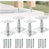 TWSOUL Set di 4 supporti per pali, regolabili in altezza, 100 - 145 mm, scarpa zincata da avvitare, piedini di supporto con viti, ancoraggio per pali regolabili, piede di supporto per recinzioni
