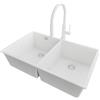 PRIMAGRAN Lavandino da Cucina Tutto Bianco - London Twin Slim, 76x47cm