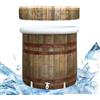 B&Y Vasca Da Bagno Pieghevole Gonfiabile Per Adulti Portatile Vasca Da Bagno Autoportante Per Adulti Soaking Spa Bagno Caldo Da Appoggiare Nella Doccia (Legno Ø80x75cm)