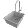 PRIMAGRAN Lavandino da Cucina al Mobile 45cm + Rubinetto, 41x47cm | Set: Rubinetto BW6030 + Kit di scarico + Lavello in Granito a 1 Vasca - London Slim, Tutto Grigio
