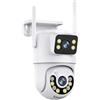 CSDASW Telecamera IP di sicurezza wireless esterna 4K 8MP HD Telecamera PTZ Wi-Fi esterna con doppio obiettivo Telecamera di sorveglianza stradale con tracciamento automatico(4MP NO SD Card)