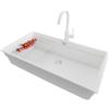 PRIMAGRAN Lavandino sottotop al Mobile 90cm + Rubinetto, 86x47cm | Set: Rubinetto BW5010 + Kit di scarico + Scolapasta avvolgibile + Lavello in Granito a 1 Vasca, Tutto Bianco