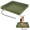 CEWROM Piatto doccia pieghevole portatile con tubo di scarico da 1 metro, 80 x 80 x 10 cm, resistente Oxford, impermeabile, tenda da sole, campeggio, base doccia per interni ed esterni (verde)