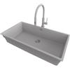PRIMAGRAN Lavandino sottotop al Mobile 90cm + Rubinetto, 86x47cm | Set: Rubinetto BW6030 + Kit di scarico + Lavello in Granito a 1 Vasca - Prague 90 Level, Tutto Grigio
