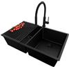 PRIMAGRAN Lavandino da Cucina Tutto Nero - London Twin Slim, 76x47cm