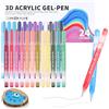 KEMYR Penne gel acriliche 3D, 24 colori più inchiostri, pennarelli acrilici con punta a proiettile da 1,0 mm, penne per carta bianca e nera, pittura su roccia, vetro, legno, carte, album di ritagli e