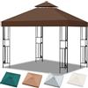 Bsteciar Telo Gazebo 3x3 m Impermeabile Anti-UV, 2 Livelli Tetto di Ricambio per Gazebo, Tenda da Sole Gazebo Rimovibile, 300D Poliestere Telo Ricambio Gazebo per Giardino, Patio, Esterni (Marrone)