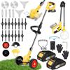 QUUGAR Decespugliatore batteria senza fili con ruote,per prato giardino (giallo)
