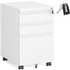 SONGMICS Mobile per Documenti a 3 Cassetti, Cassettiera da Ufficio in Metallo, Acciaio, 3 Cassetti con Serratura, Supporto con Ruote per Stampante, 39 x 50 x 62 cm, Bianco Opaco OFC033W101